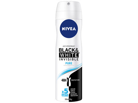 NIVEA Black & White Invisible Pure Anti-perspirant Aerosol Deodorant 150mL