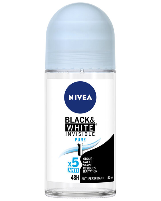 NIVEA Black & White Invisible Pure Anti-perspirant Roll-on Deodorant 50mL