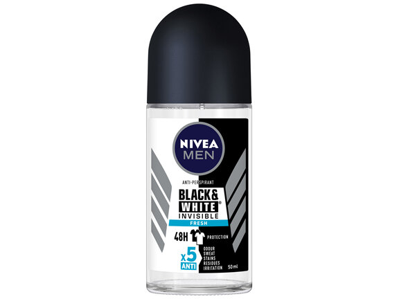 NIVEA MEN Black & White Invisible Fresh Anti-Perspirant Roll-On Deodorant 50ml