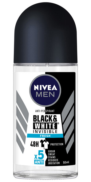 NIVEA MEN Black & White Invisible Fresh Anti-perspirant Roll-On Deodorant 50mL