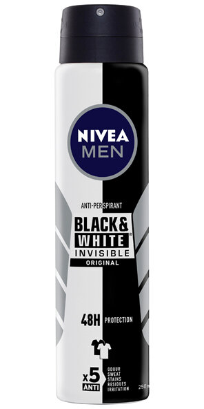 NIVEA MEN Black & White Invisible Original Anti-perspirant Aerosol Deodorant 250mL