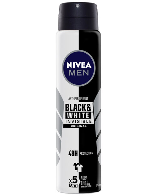 NIVEA MEN Black & White Invisible Original Anti-perspirant Aerosol Deodorant 250mL