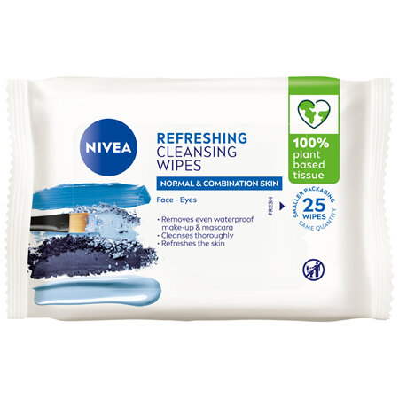 NIVEA Refreshing Biodegradable Cleansing Wipes 25 pack