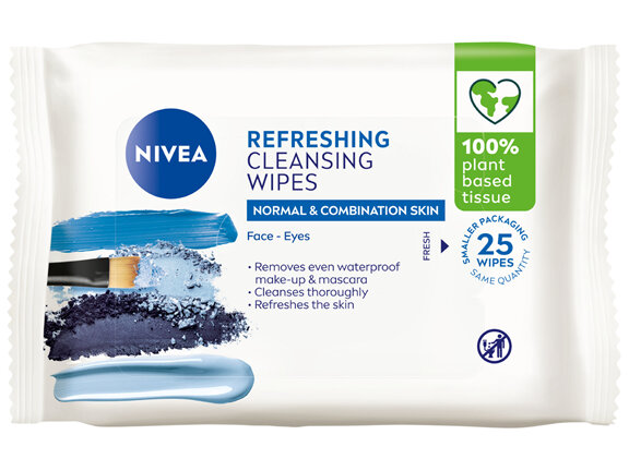 NIVEA Refreshing Biodegradable Facial Cleansing Wipes 25pk