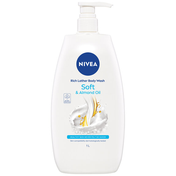 NIVEA Rich Moisture Creme Soft with Almond Oil Body Wash 1L