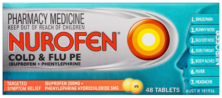 Nurofen Cold and Flu Multi-Symptom Relief Tablets 200mg Ibuprofen 48 Pack
