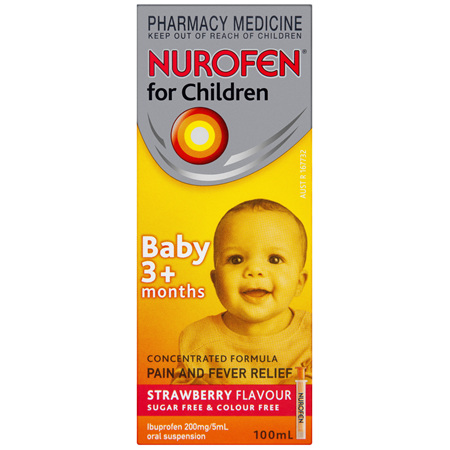Nurofen For Children 3+ Months Liquid Pain Relief Strawberry 100ml