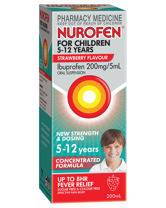 Nurofen For Children 5-12 Years (200mg/5ml) Strawberry 200ml