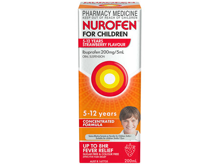 Nurofen For Children 5-12yrs Pain and Fever Relief Concentrated Liquid 200mg/5mL Ibuprofen