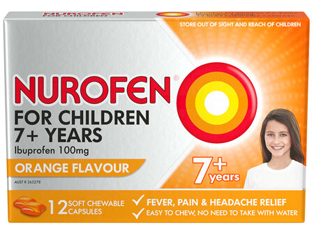 Nurofen For Children 7+ Orange Chewable Capsules 12