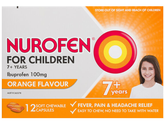 Nurofen For Children 7+ Orange Chewable Capsules 12