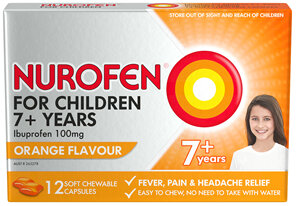 Nurofen For Children 7+ Orange Chewable Capsules 12