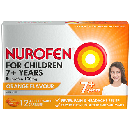 Nurofen For Children 7+ Orange Chewable Capsules 12