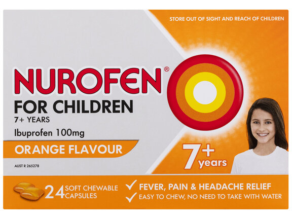 Nurofen For Children 7+ Orange Chewable Capsules 24