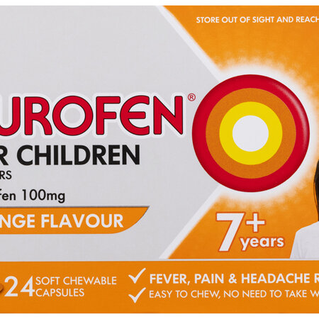 Nurofen For Children 7+ Orange Chewable Capsules 24