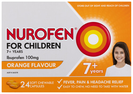 Nurofen For Children 7+ Orange Chewable Capsules 24