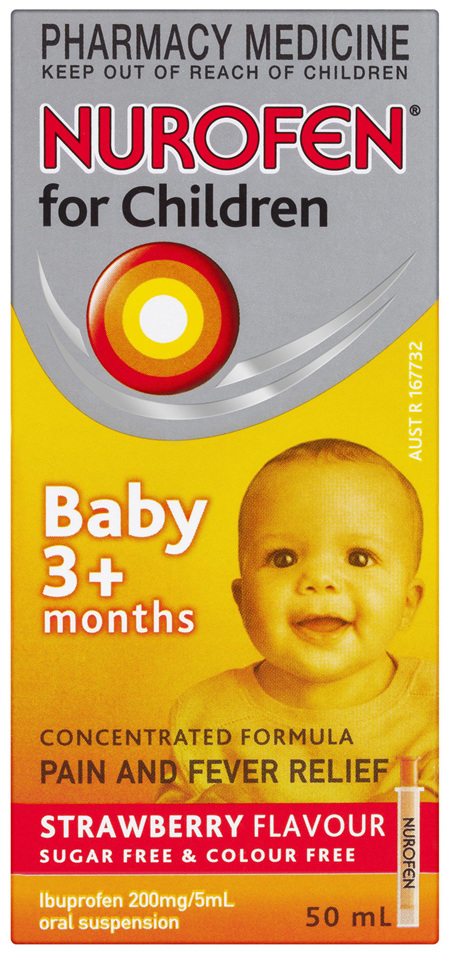 Nurofen for Children Pain And Fever Relief Strawberry Baby 3+ Months 50mL