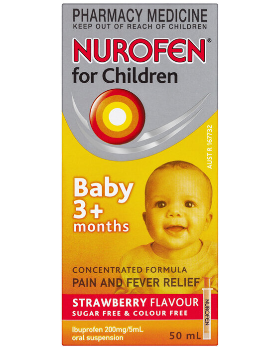 Nurofen for Children Pain And Fever Relief Strawberry Baby 3+ Months 50mL
