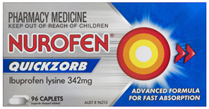 Nurofen Quickzorb Quick Pain Relief Caplets 200mg Ibuprofen 96 pack