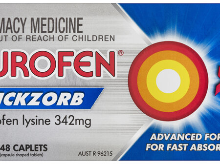Nurofen Quickzorb Quick Pain Relief Caplets 342mg Ibuprofen 48 pack