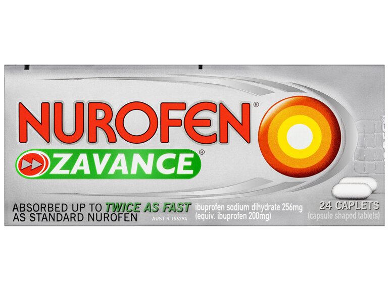 Nurofen Zavance Fast Pain Relief Caplets 256mg Ibuprofen 24 pack
