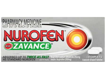 Nurofen Zavance Fast Pain Relief Caplets 256mg Ibuprofen 48 Value Pack