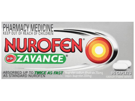 Nurofen Zavance Fast Pain Relief Caplets 256mg Ibuprofen 96 pack