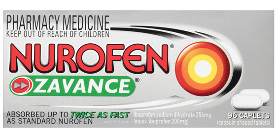 Nurofen Zavance Fast Pain Relief Caplets 256mg Ibuprofen 96 pack