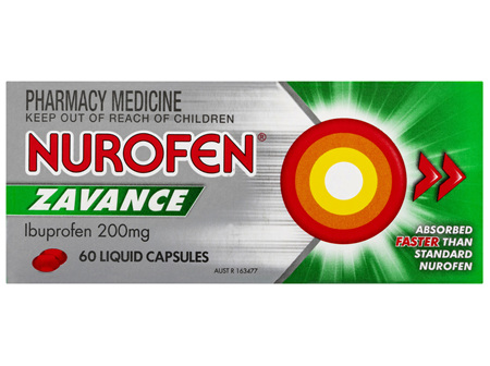 Nurofen Zavance Fast Pain Relief Liquid Capsules 200mg Ibuprofen 60 Value Pack