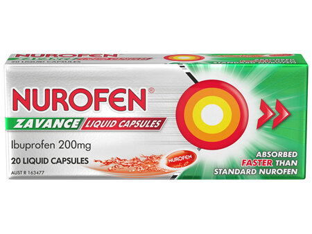 Nurofen Zavance Fast Pain Relief Liquid Capsules 200mg Ibuprofen 20 pack