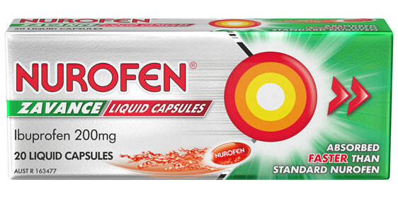 Nurofen Zavance Fast Pain Relief Liquid Capsules 200mg Ibuprofen 20 pack