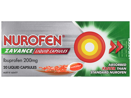 Nurofen Zavance Fast Pain Relief Liquid Capsules 200mg Ibuprofen 20 pack