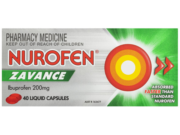 Nurofen Zavance Fast Pain Relief Liquid Capsules 200mg Ibuprofen 40 Pack