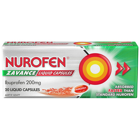 Nurofen Zavance Fast Pain Relief Liquid Capsules 200mg Ibuprofen 20 pack