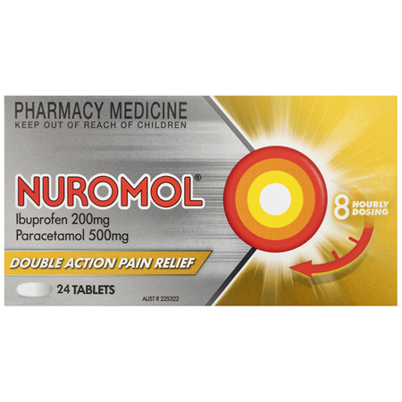 Nuromol 200mg Strong Pain Relief Tablets Ibuprofen/500mg Paracetamol 24 pack
