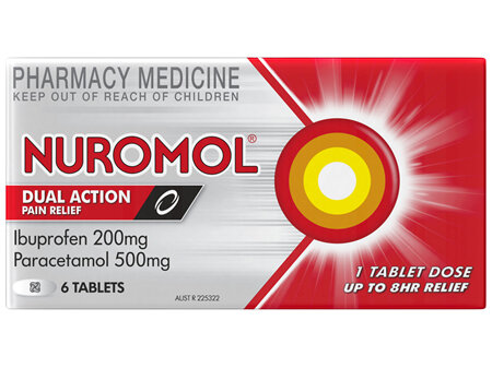 Nuromol 200mg Strong Pain Relief Tablets Ibuprofen/500mg Paracetamol 6 pack