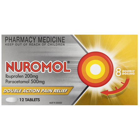 Nuromol 200mg Strong Pain Relief Tablets Ibuprofen/500mg Paracetamol 12 pack
