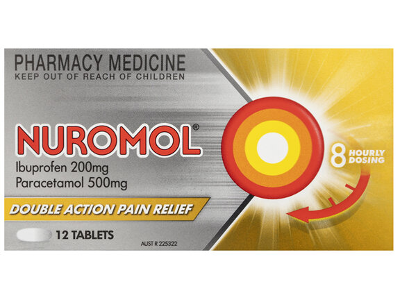 Nuromol 200mg Strong Pain Relief Tablets Ibuprofen/500mg Paracetamol 12 pack