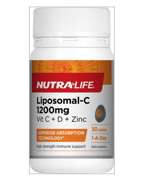 Nutra-Life Liposomal-C 1200mg Vitamin C + D + Zinc Tablets 30's