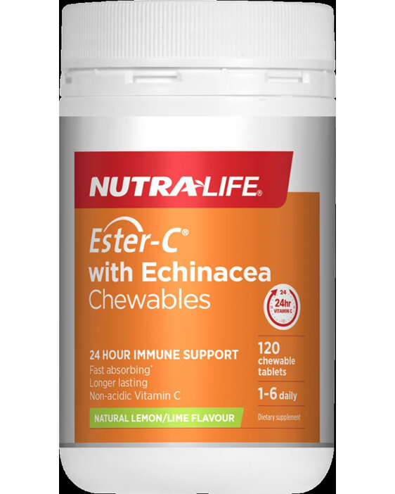 Nutralife ESTER-C with ECHINACEA chewables Lemon Lime 120s