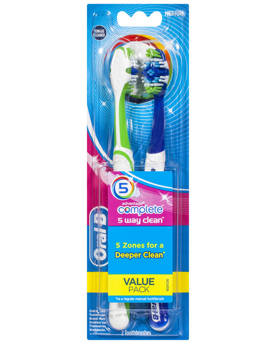 Oral-B Complete 5 Way Clean (Medium) Manual Toothbrush 2 Pack