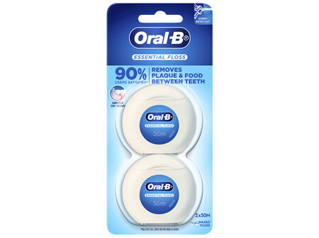 Oral-B Essential Floss Clean, No Mint, 50 metres x 2 Pack