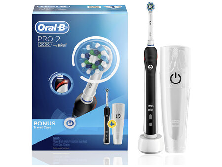 Oral-B Pro 2000 Black Electric Toothbrush with Travel Case