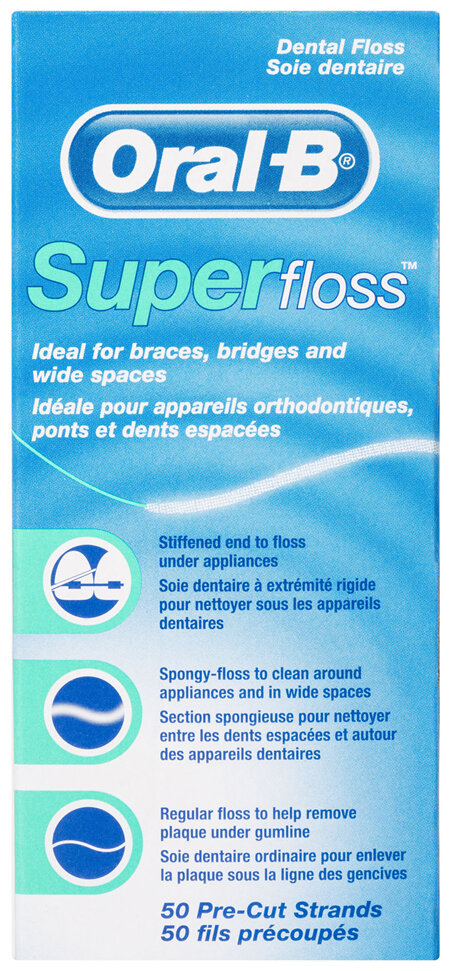 Oral-B Superfloss Dental Floss Pre-Cut Strands 50 pack