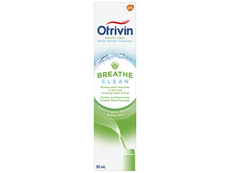 Otrivin Breathe Clean Natural Daily Nasal Cleanser with Isotonic Seawater & Aloe Vera 50mL