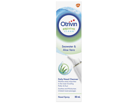 Otrivin Breathe Clean Natural Daily Nasal Cleanser with Isotonic Seawater & Aloe Vera 50mL