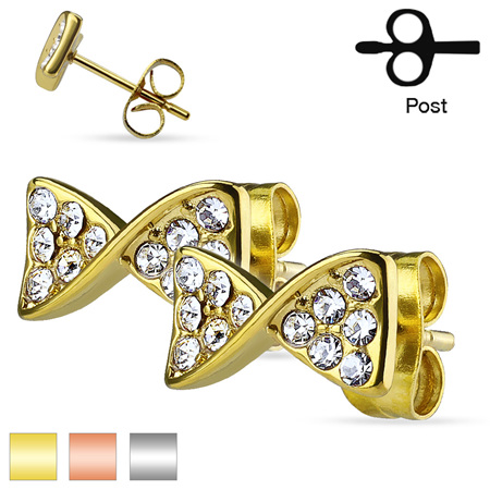 Pair of CZ Paved Ribbon  Earrings