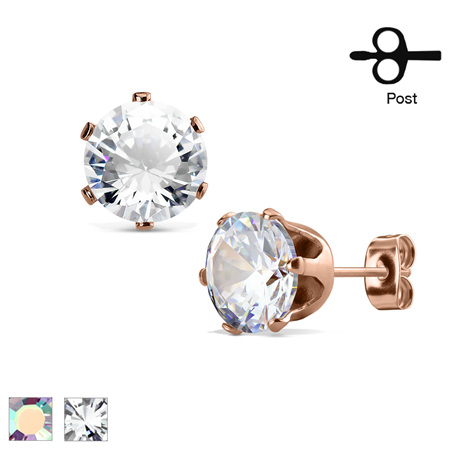 Pair of Rose Gold IP Stud Earring w/ CZ