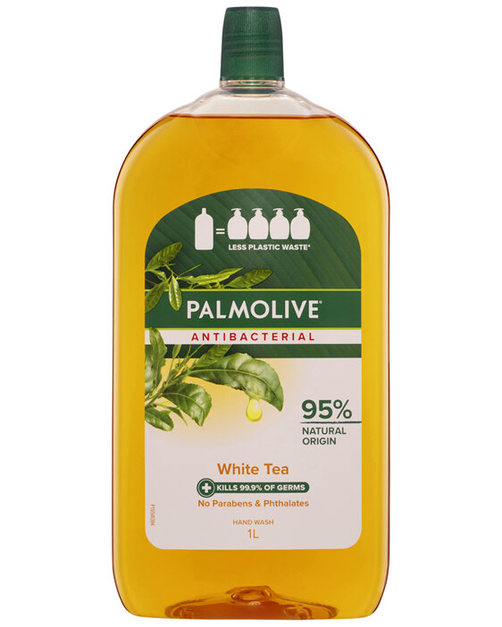 Palmolive Antibacterial Liquid Hand Wash Soap 1L, White Tea Refill and Save, No Parabens Phthalates