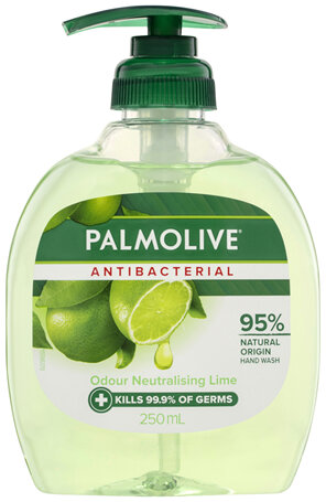 Palmolive Antibacterial Liquid Hand Wash Soap, 250mL, Odour Neutralising Lime Pump, No Parabens